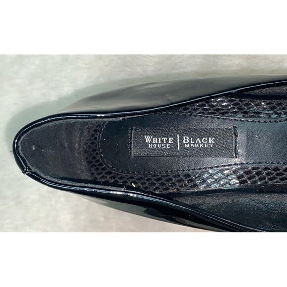 WHITE HOUSE BLACK MARKET Womens' Black Nice Patent Leather Pump Heels Size 7.5 - Picture 4 of 7